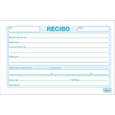 RECIBO COMERCIAL SEM CANHOTO PEQUENO - 50 FOLHAS (156325) TILIBRA