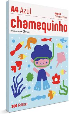 PAPEL SULFITE A4 100 FOLHAS AZUL CHAMEQUINHO
