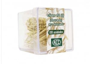 Clipes 1/0 em a�o latonado (dourado) c/100 unidades ACC