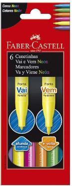 CANETINHA HIDROCOR C/6 NEON VAI E VEM FABER CASTELL