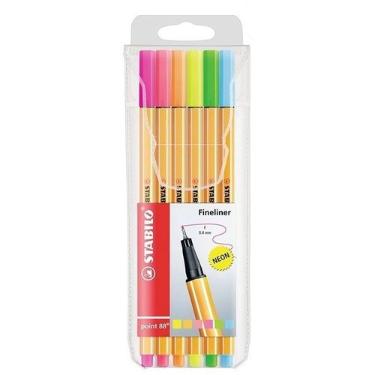 Caneta Ponta Sintetica Stabilo Point 88 Estojo Neon Colors 0.4 mm 6 Cores