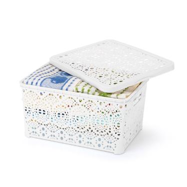 CAIXAS ORGANIZADORAS MANDALA BRANCA 8,8 LITROS