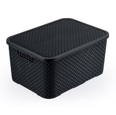 CAIXAS ORGANIZADORAS RATTAN PRETA 15 LITROS