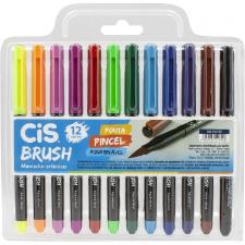 Caneta Pincel C/12 Cores Brush Aquarelavel Cis