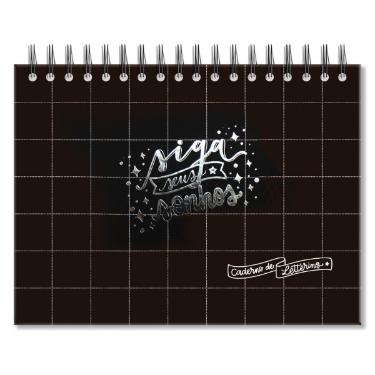 CADERNO DE LETTRRING FOLHAS BRANCAS PRETO QUADRICULADO FINA ID�IA