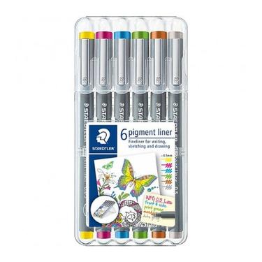 CANETA TECNICA STAEDTLER PIGMENT LINER 0.3mm 6 CORES