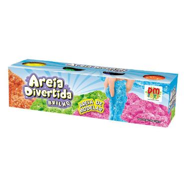 MASSA AREIA DIVERTIDA BRILHO COM 4 POTES 280G DMT5540 - DM TOYS