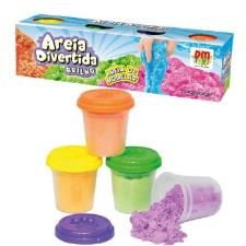 MASSA AREIA DIVERTIDA BRILHO COM 4 POTES 280G DMT5540 - DM TOYS