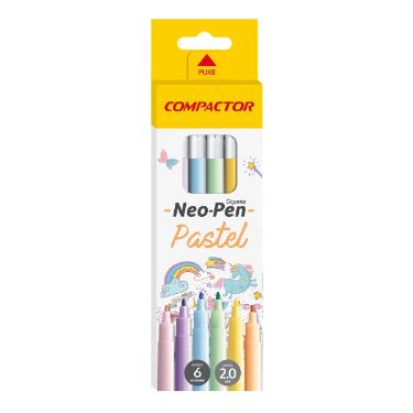 CANETA HIDROGR�FICA NEO-PEN GIGANTE PASTEL 6 CORES COMPACTOR
