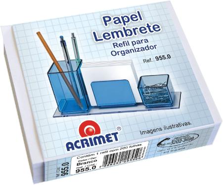 REFIL PORTA LEMBRETE BRANCO 200 FLS 955.0 ACRIMET