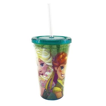 COPO COM CANUDO ANNA & ELSA 450ML FROZEN - DISNEY