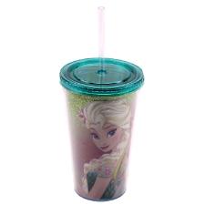 COPO COM CANUDO ANNA & ELSA 450ML FROZEN - DISNEY