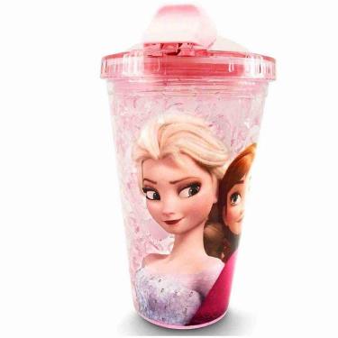 COPO COM CANUDO E TAMPA GEL CONGELANTE FROZEN 450ML - DISNEY