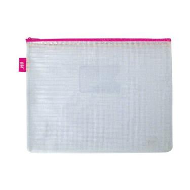Pasta Z�per Flex�vel com Costura - Transparente Rosa 185x235mm Yes