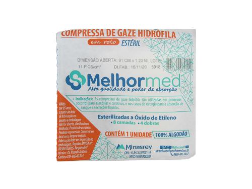 Compressa de Gaze Hidr�fila em Rolo 91CMx1,20M 11 Fios C 1un Est�ril Melhormed