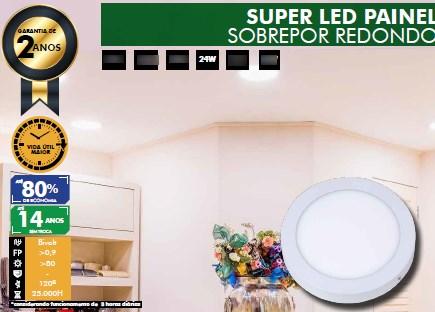 PAINEL LED REDONDO SOBREPOR 24W 30X30 6500K