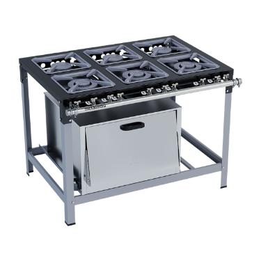 FOG�O 6 BOCAS STORI PREMIUM SUPER FORNO 3 QUEIMADORES SIMPLES E 3 DUPLOS 30X30 - METALMAQ