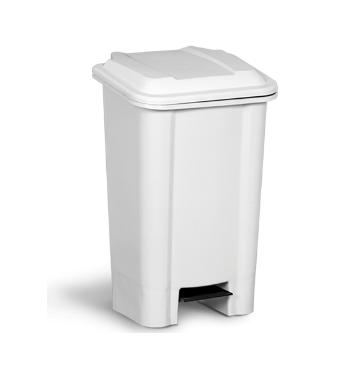 LIXEIRA RETANGULAR BRANCA COM PEDAL 50L - BOLIVAR