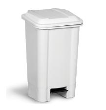 LIXEIRA RETANGULAR BRANCA COM PEDAL 100L - BOLIVAR