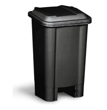 LIXEIRA RETANGULAR PRETA COM PEDAL 100L - BOLIVAR