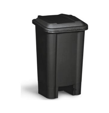 LIXEIRA RETANGULAR PRETA COM PEDAL 50L - BOLIVAR