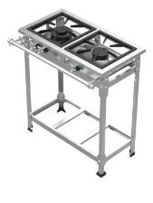 FOG�O 2 BOCAS EXTRA INOX 1 QUEIMADOR SIMPLES E 1 DUPLO COM ESPERA PARA FORNO 30X30 - VEN�NCIO