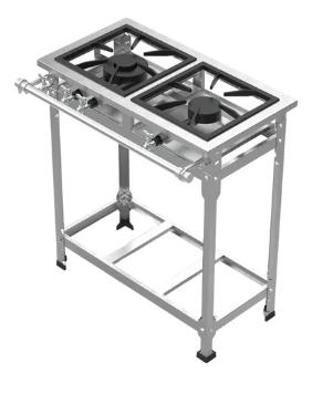 FOG�O 2 BOCAS EXTRA INOX 1 QUEIMADOR SIMPLES E 1 DUPLO COM ESPERA PARA FORNO 30X30 - VEN�NCIO
