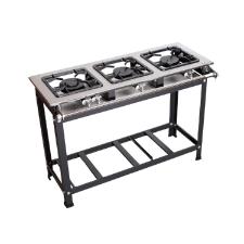 FOG�O 3 BOCAS PRIME INOX 1 QUEIMADOR SIMPLES E 2 DUPLOS COM ESPERA PARA FORNO 30X30 - JS FOG�ES