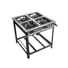 FOG�O 4 BOCAS PRIME INOX 2 QUEIMADORES SIMPLES E 2 DUPLOS COM ESPERA PARA FORNO 30X30 - JS FOG�ES