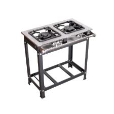 FOG�O 2 BOCAS PRIME INOX 1 QUEIMADOR SIMPLES E 1 DUPLO COM ESPERA PARA FORNO 30X30 - JS FOG�ES