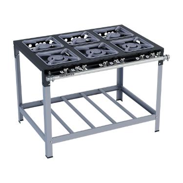 FOG�O 6 BOCAS STORI PREMIUM COM ESPERA PARA FORNO 3 QUEIMADORES SIMPLES E 3 DUPLOS 30X30 - METALMAQ