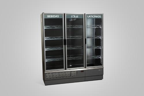 EXPOSITOR VERTICAL 1,70M 3 PORTAS 220V PRETO