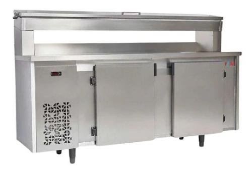 BALCAO DE ENCOSTO INOX PORTA CONDIMENTOS 2,00M 220V