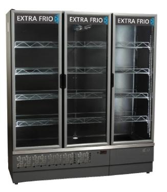 EXPOSITOR VERTICAL 1,70 3 PORTAS 220V PRETO - EXTRA FRIO