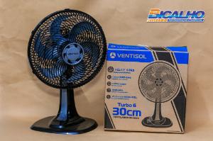 Ventilador de Mesa Turbo Eco 30cm Preto 52W Ventisol