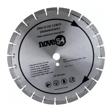 DISCO DE CORTE DIAMANTADO PARA ASFALTO E CONCRETO 350MM - NOVE54