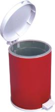 Lixeira de Metal Vermelha com Tampa e pedal Branco 4,5 Litros