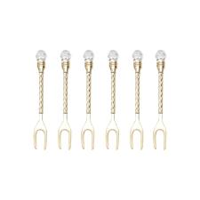 Jogo com 6 Garfinhos Dourados de Zamac para Petisco