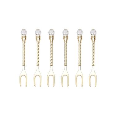 Jogo com 6 Garfinhos Dourados de Zamac para Petisco