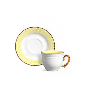 X�cara de Ch� em Porcelana Escamas Amarelas