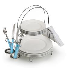 Suporte Cromado para Pratos e Talheres