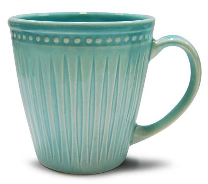 Caneca em Cer�mica Corona Relieve Azul �gua 300ml