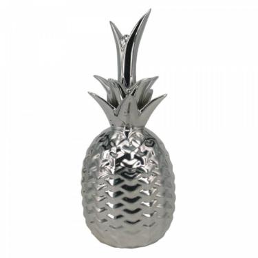 Abacaxi Decorativo Grande de Cer�mica Prateado