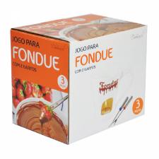 Jogo para Fondue 200ml de Porcelana com 2 Garfos Inox e Vela