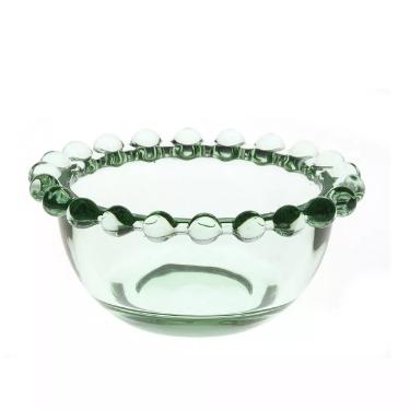 Bowl de Vidro Redondo Pequeno de Bolinha Verde da Quadrifoglio