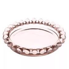 Mini Prato de Vidro com Borda de Bolinha Rosa da Quadrifoglio