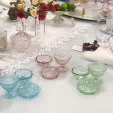 Mini Prato de Vidro com Borda de Bolinha Azul da Quadrifoglio