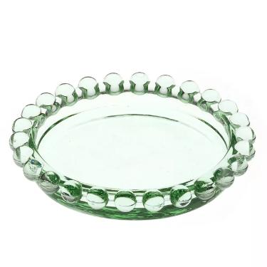Mini Prato de Vidro com Borda de Bolinha Verde da Quadrifoglio