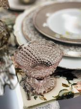 Porta Joia Pedestal em Vidro de Bolinha Rosa