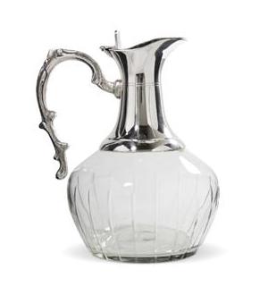 Jarra de Vidro Redonda Niquelada Prata